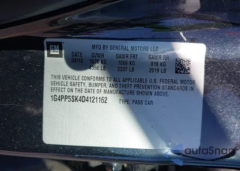 2013 Buick Verano z USA, uszkodzony, nr VIN 1G4PP5SK4D4121162